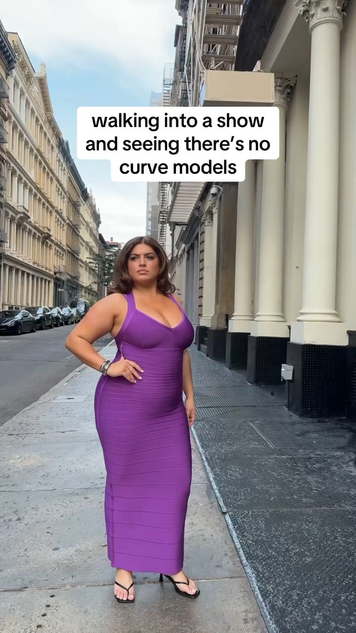 this purple dress from Herve Leger is soooo good you guys!! i felt amazing in it and so comfortable and supported wearing it! the material is OG body con dress and hugs my curves so good!!! 💜 she's a winner & def will be re-wearing it soon!!🤩

#LTKPlusSize #LTKMidsize #LTKNYFW