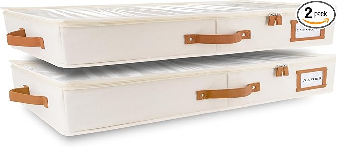 HOMELUX THEORY 2pc Low Profile Under Bed Storage Containers, Thin Under Couch Storage Organizer w... | Amazon (US)