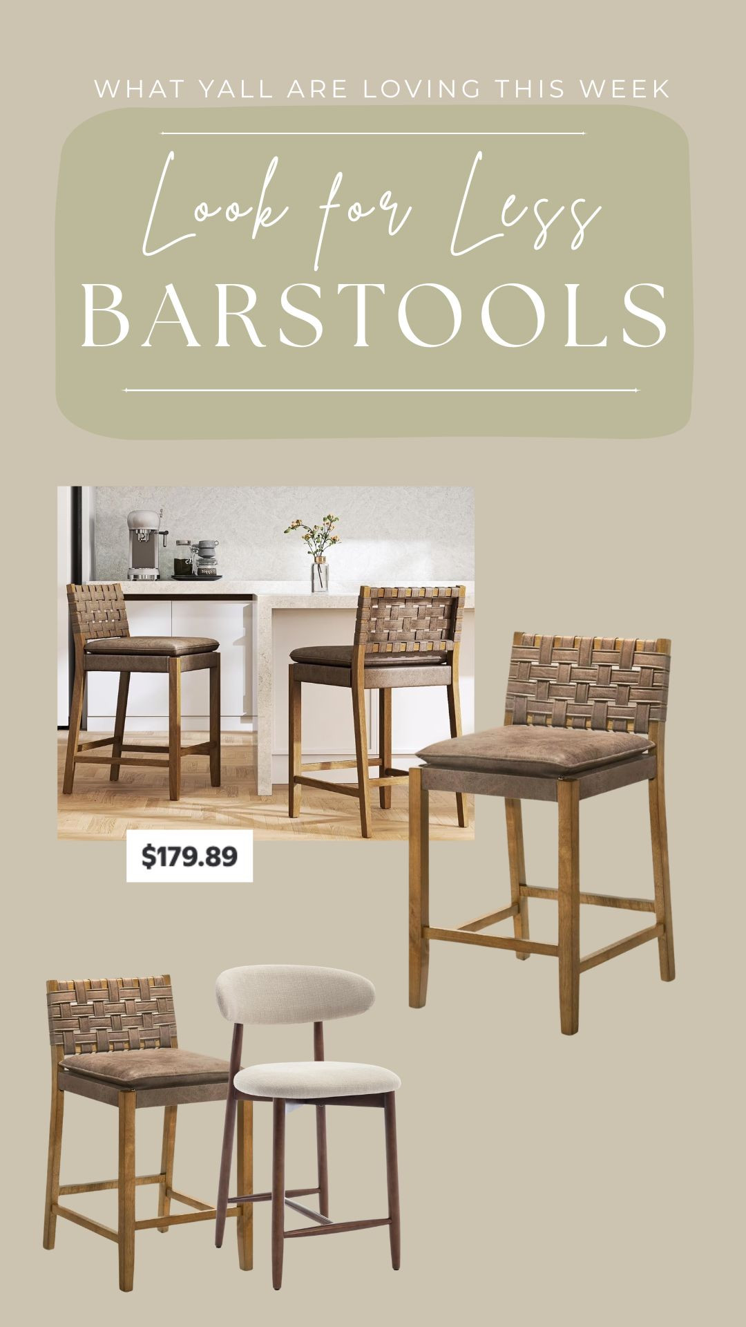 If your kitchen island has been needing a little upgrade, start with barstools. These give the same woven, designer-inspired feel for so much less, and they warm up the whole space instantly. Stylish, practical, and such a good budget find. ✨

• • Kitchen barstools, look for less, woven barstools, neutral home decor, kitchen styling, affordable finds, designer inspired, kitchen refresh, chic home decor 

 