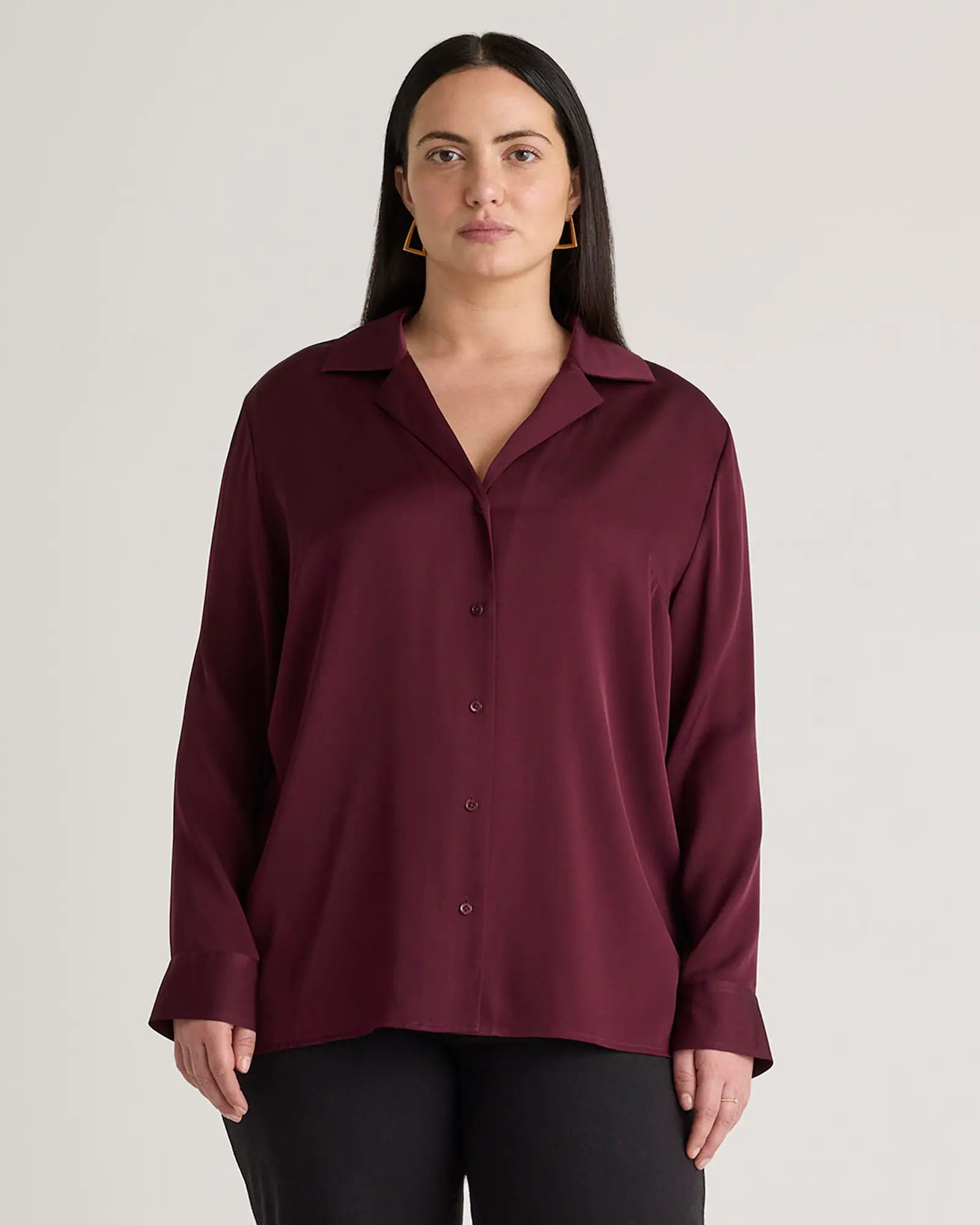Washable Stretch Silk Notch Collar Blouse - Plus Size | Quince