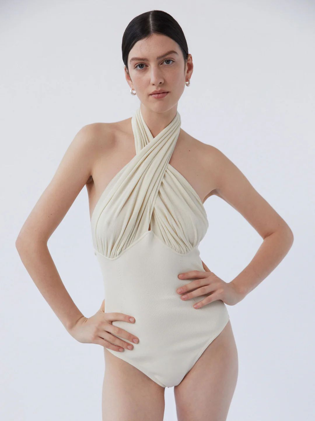 Draped Bodysuit | Cream | Paris Georgia