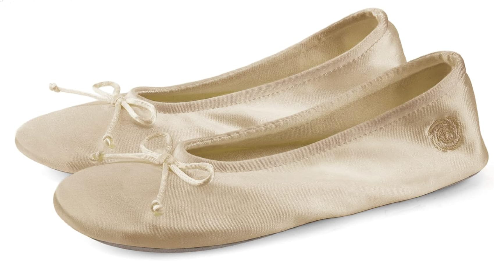 BCTEX COLL Women's Ballerina House Slippers with Bow, Ladies Satin Bedroom Slipper with Suede Sol... | Amazon (US)
