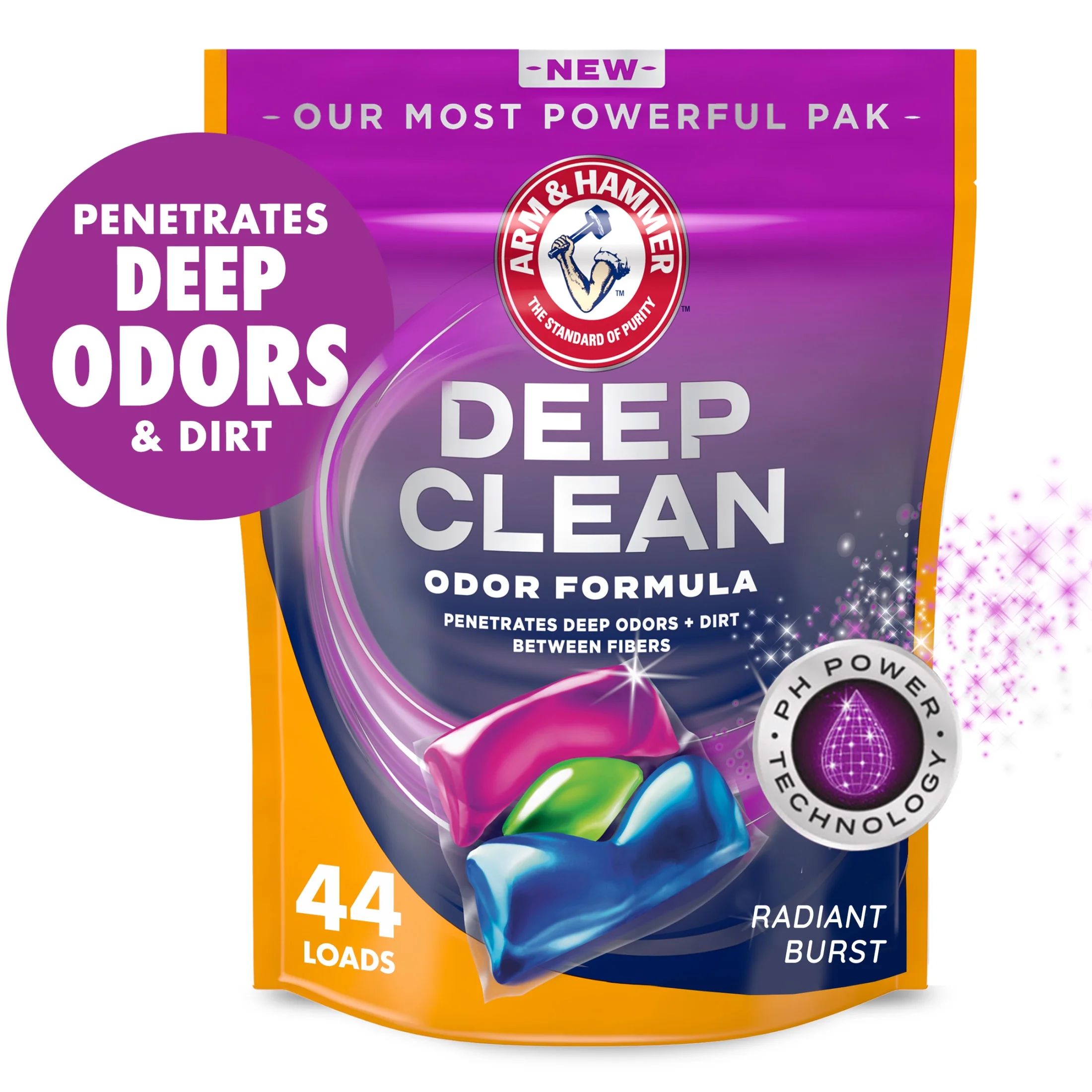ARM & HAMMER Deep Clean Odor Formula Laundry Detergent Power Paks, 44 ct. - Walmart.com | Walmart (US)