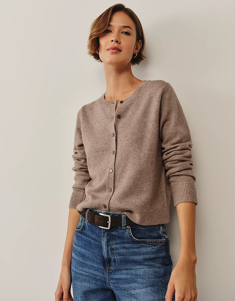 Neat Crew Neck Cardigan with Cashmere | The White Company UK & ROW