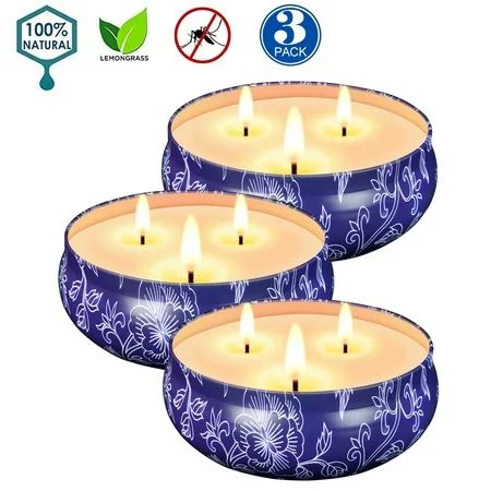 Citronella Mosquito Repellent Candle Outdoor and Indoor Scented Candles Gift Set 3 Pack Soy Wax Cand | Walmart (US)