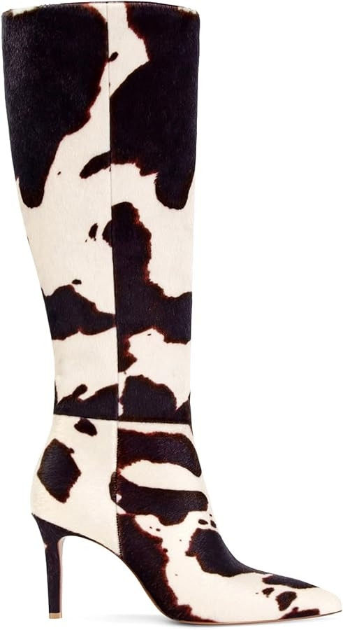 DOEYG Brown Cow Animal Print Knee High Boots for Women Pointed Toe Heeled Stiletto Boots Dressy F... | Amazon (US)
