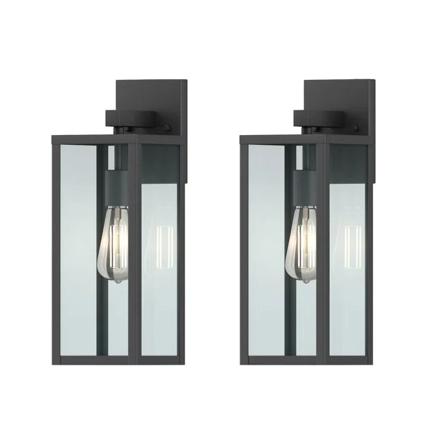 Tornillo 2-Pack 13" H 1-Light Black Outdoor Wall Lantern | Wayfair North America