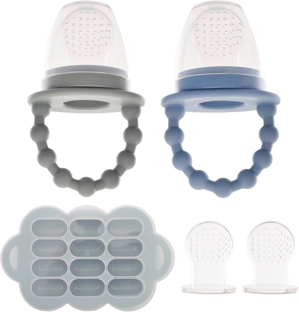 WeeSprout Silicone Baby Food Feeders + Freezer Tray for Batch Prep, Set of 2, Introduce New Foods... | Amazon (US)