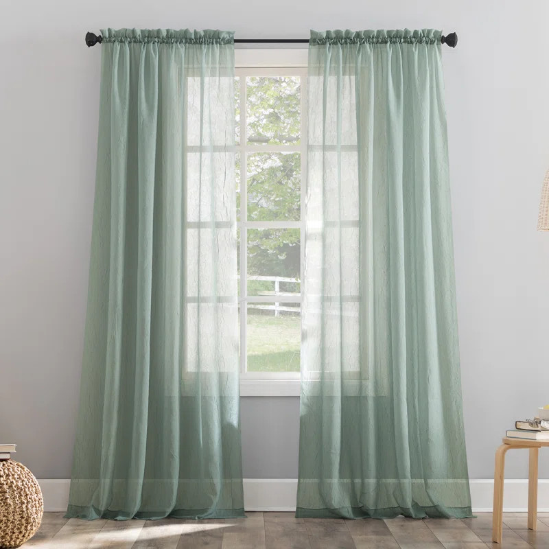Maxon Crushed Sheer Voile Rod Pocket Curtain Panel | Wayfair North America