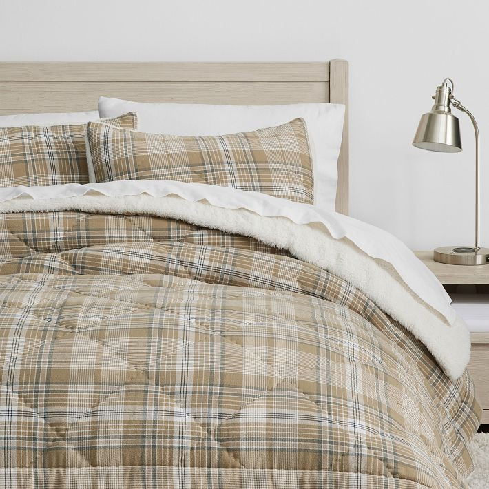Tatum Plaid Flannel Sherpa Back Comforter | Pottery Barn Teen