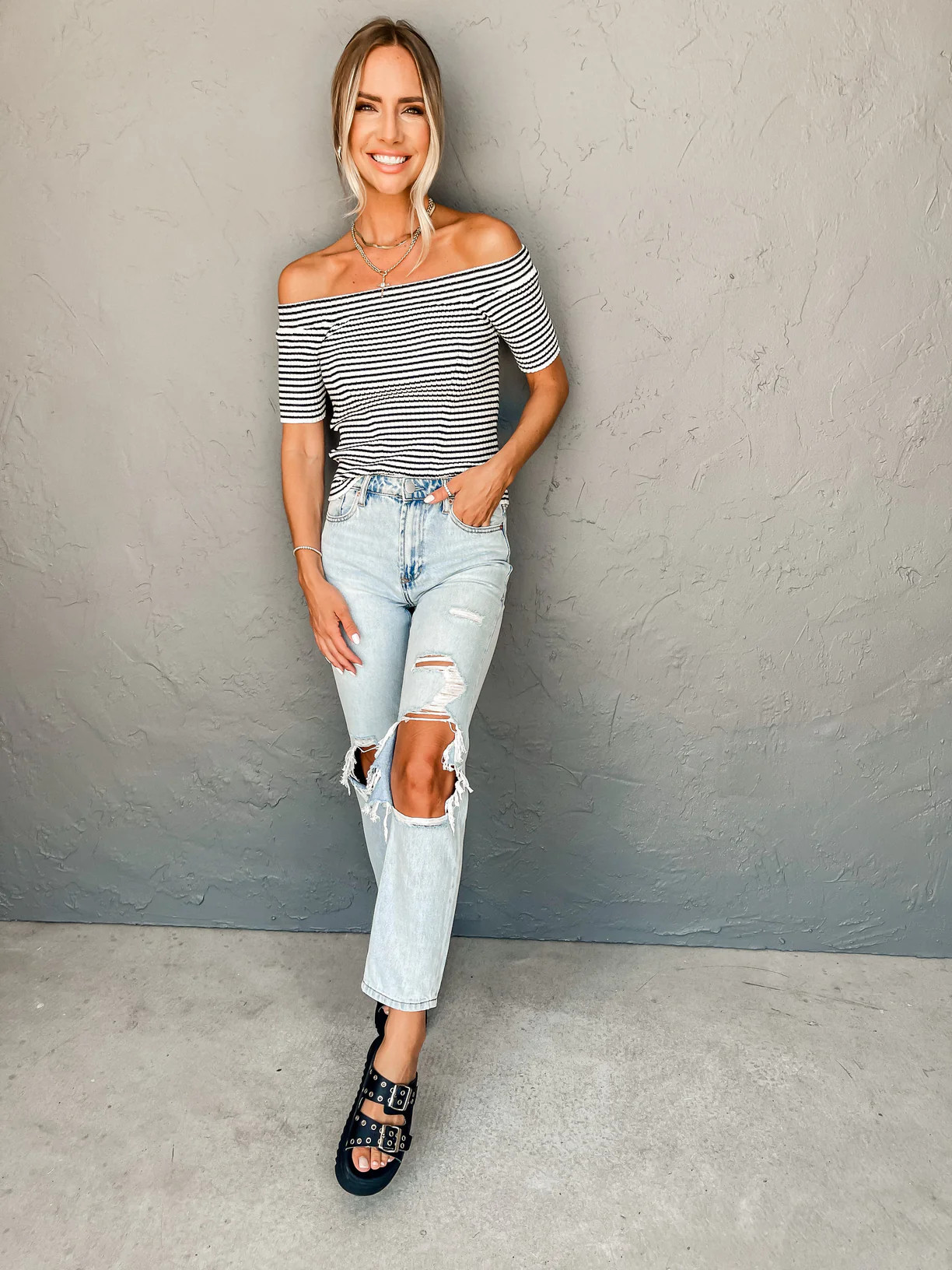 [Z Supply] Birdie Off Shoulder Stripe Top | Ruthie Grace