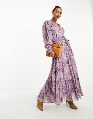 & Other Stories tiered maxi dress in purple floral | ASOS | ASOS (Global)