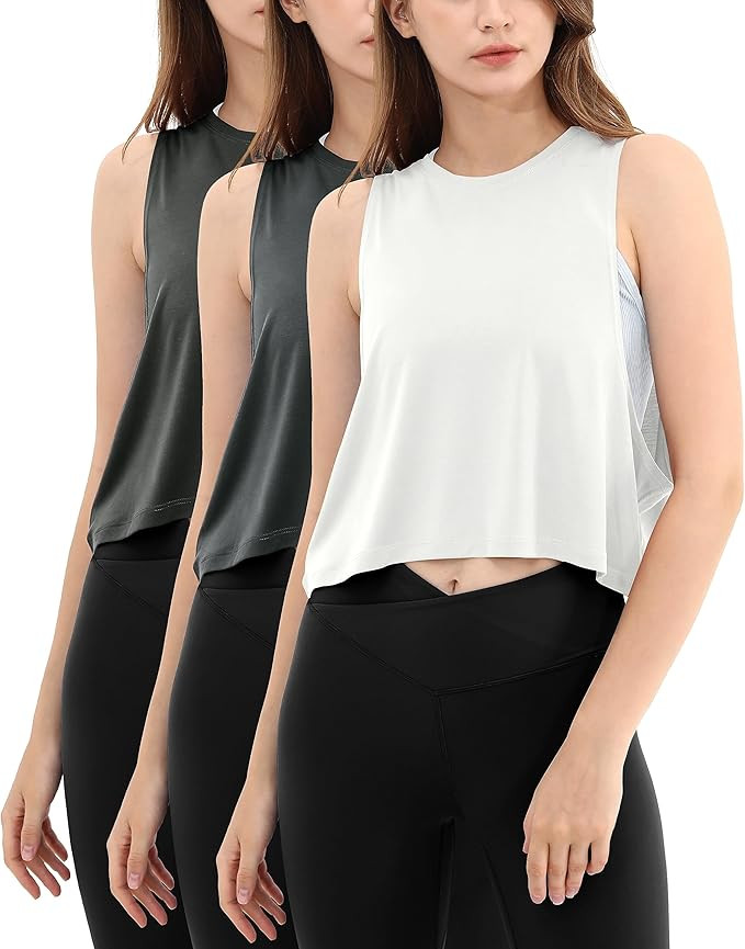 ODODOS 3-Pack Loose Tank Tops for Women Sleeveless Gym Athletic Workout Tops Yoga Shirts | Amazon (US)