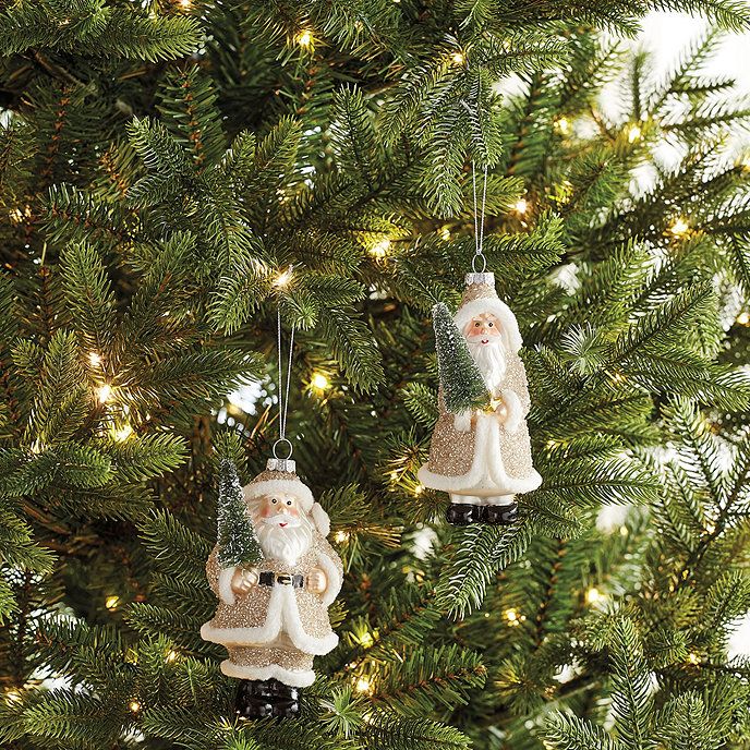 Glass Santa Ornaments - Set of 2 | Ballard Designs, Inc.