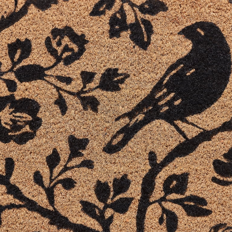 My Texas House Halloween Natural/Black Floral Bird Outdoor Coir Doormat, 30" x 48" | Walmart (US)