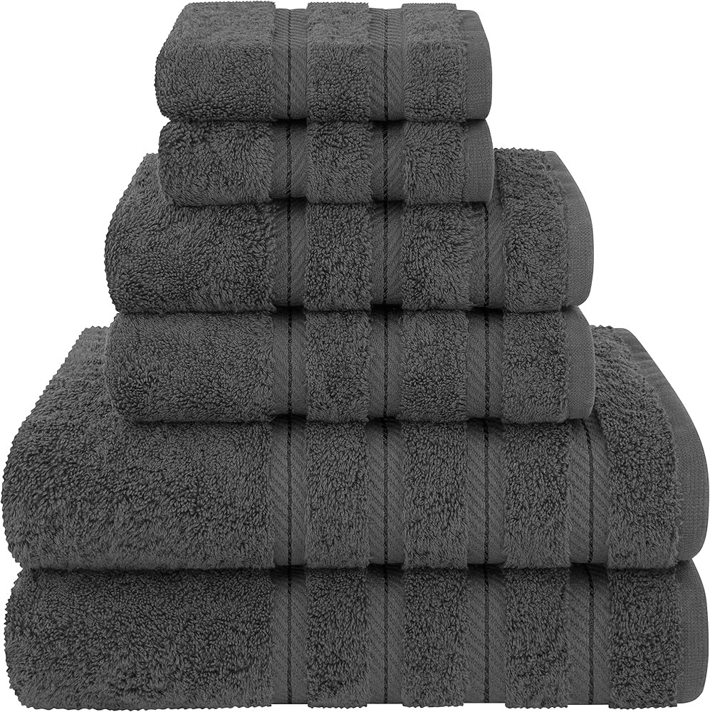 American Soft Linen Luxury 6 Piece Towel Set, 2 Bath Towels 2 Hand Towels 2 Washcloths, 100% Cott... | Amazon (US)