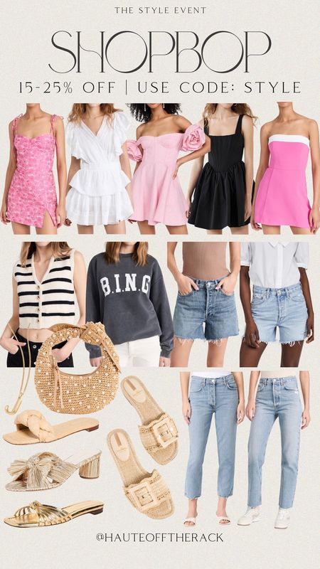 The style event at Shopbop is here! Take   15-25% OFF use code: STYLE

--Sale ends April 11th!

#pinkdress #whitedress #blackdress #stripevest #sweatshirt #denimshorts #denim #jeans #sandals #goldheels #initialnecklace #shopbop

#LTKSeasonal #LTKsalealert #LTKstyletip