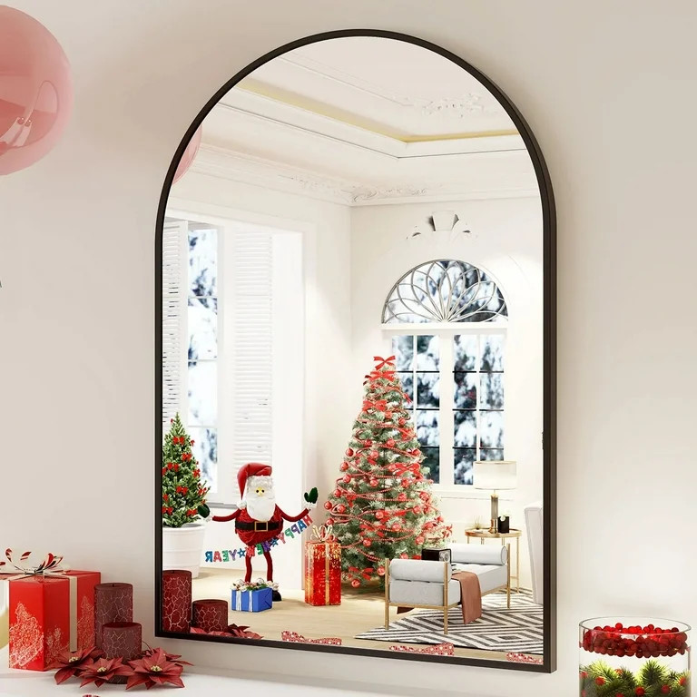 BEAUTYPEAK 20"x 30" Bathroom Mirror Wall Vanity Arched Mirror, Black | Walmart (US)