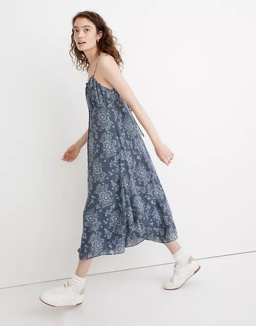 Tie-Back Button-Front Midi Dress in Archival Floral | Madewell