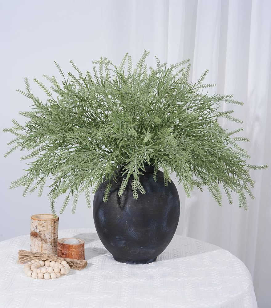 HyeFlora Artificial 10PCS Greenery Plants Stems Fake Rosemary Bush Faux Grass Sprigs Branches Rea... | Amazon (US)