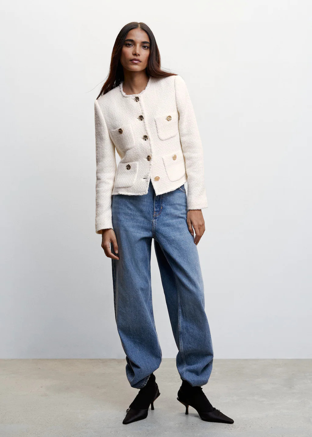Pocket tweed jacket | MANGO (UK)
