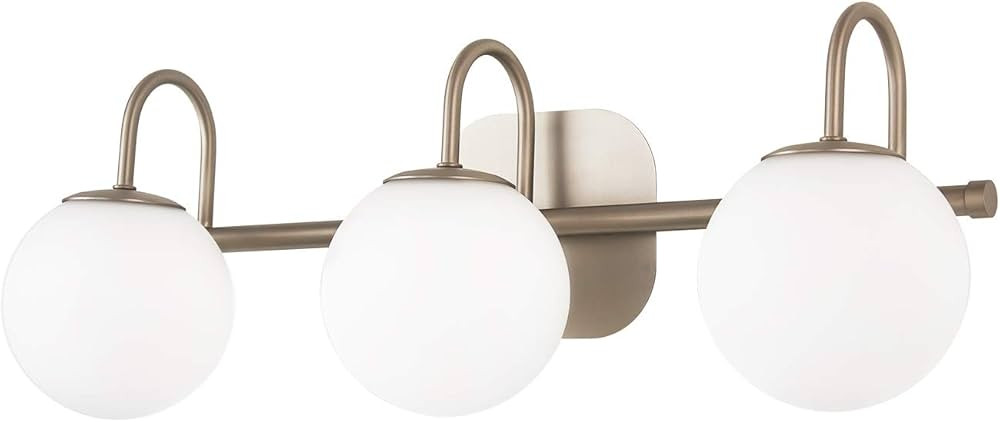ZHUOER Brushed Nickel Bathroom Vanity Light Fixtures 3 Lights Milk White Glass Globe Shade Modern... | Amazon (US)