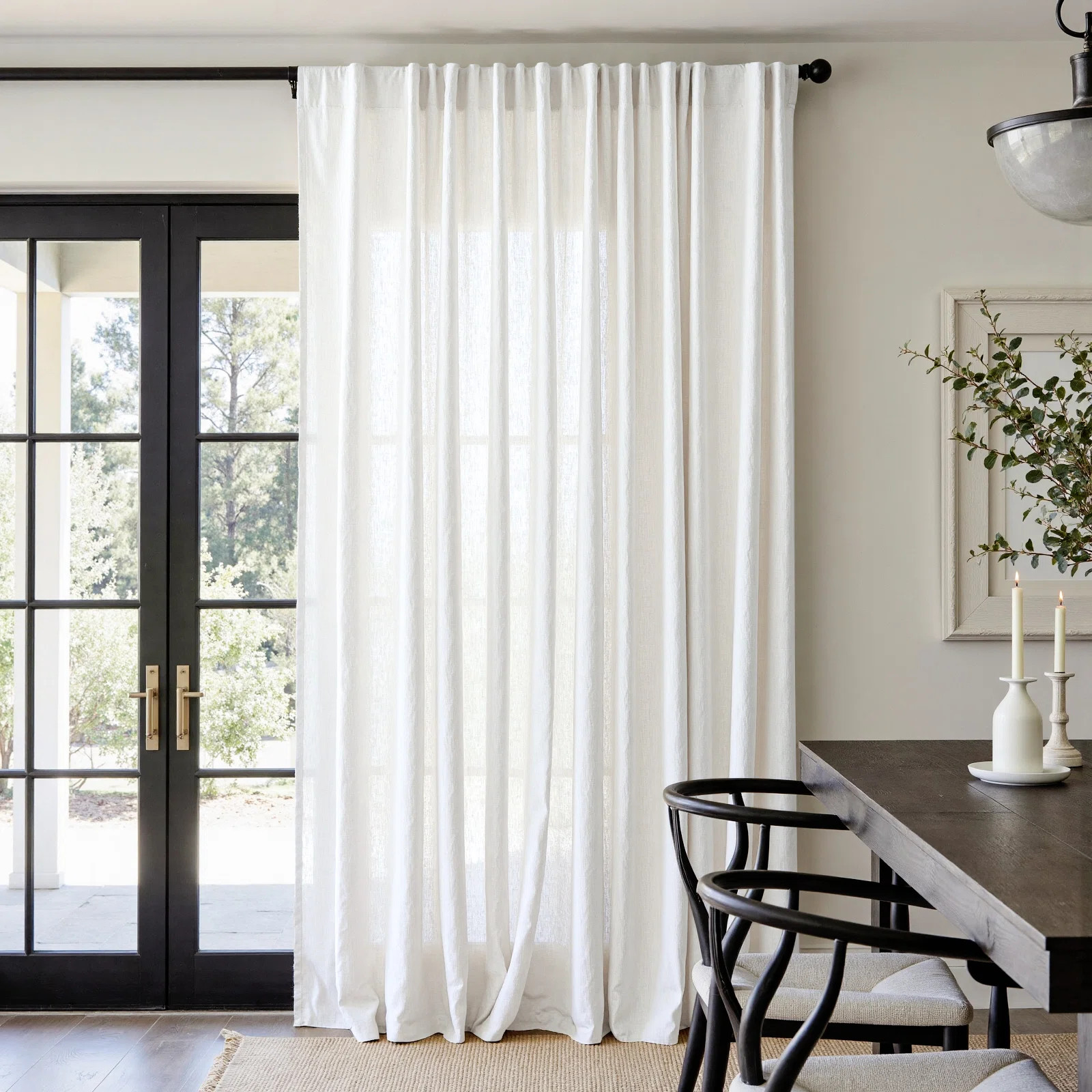 Linen Blend Extra Wide Curtain for Living Room, Rustic Farmhouse Light Filtering Room Divider, Si... | Wayfair North America