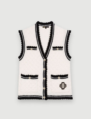 122MIRTA Contrasting, braided sleeveless cardigan | Maje US