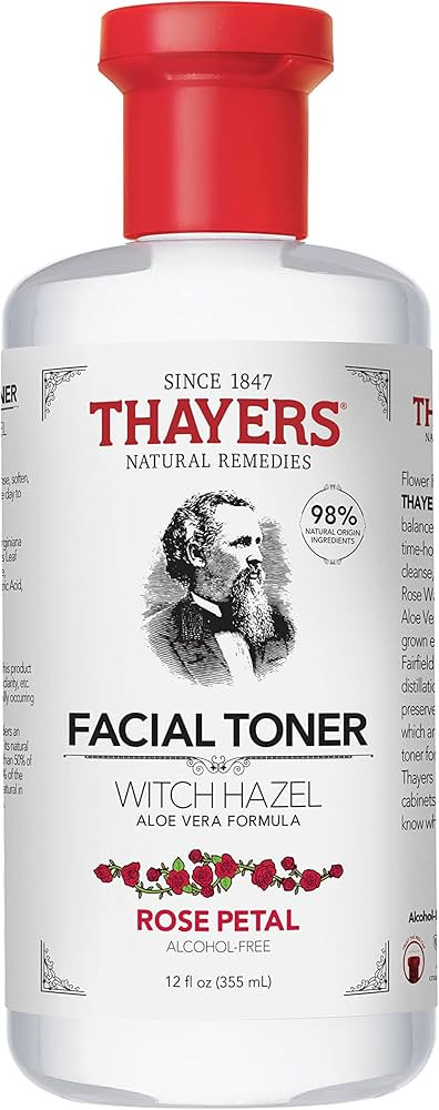 Thayers Alcohol-Free, Hydrating Rose Petal Witch Hazel Facial Toner with Aloe Vera Formula, Vegan... | Amazon (US)