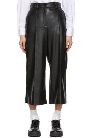 Black Faux-Leather Telita Trousers | SSENSE