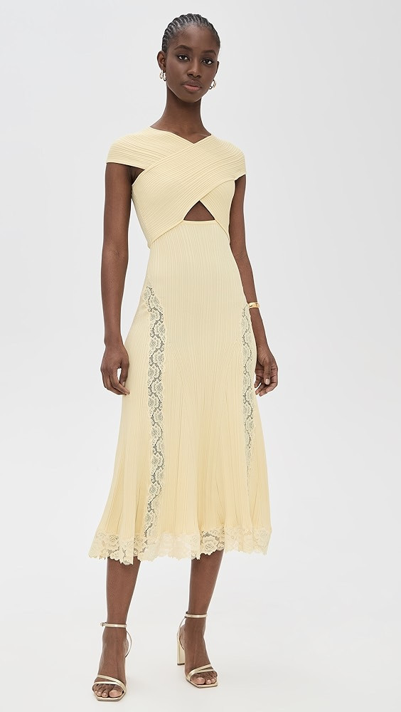 Self Portrait Knit Lace Insert Midi Dress | Shopbop | Shopbop