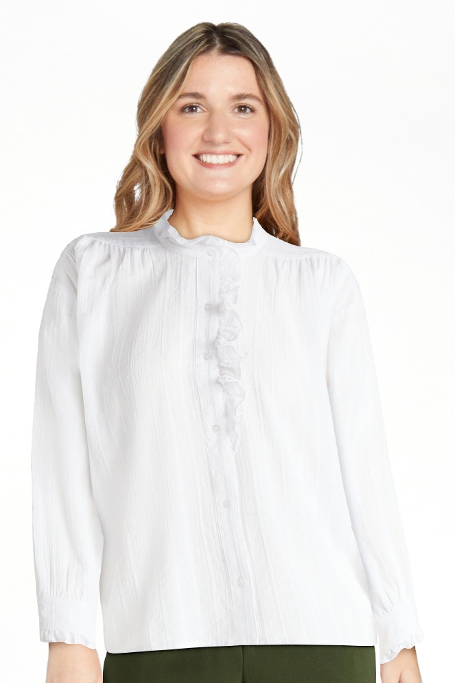 Scoop Women’s Cotton Dobby Ruffle Blouse, Sizes XS-XXL | Walmart (US)