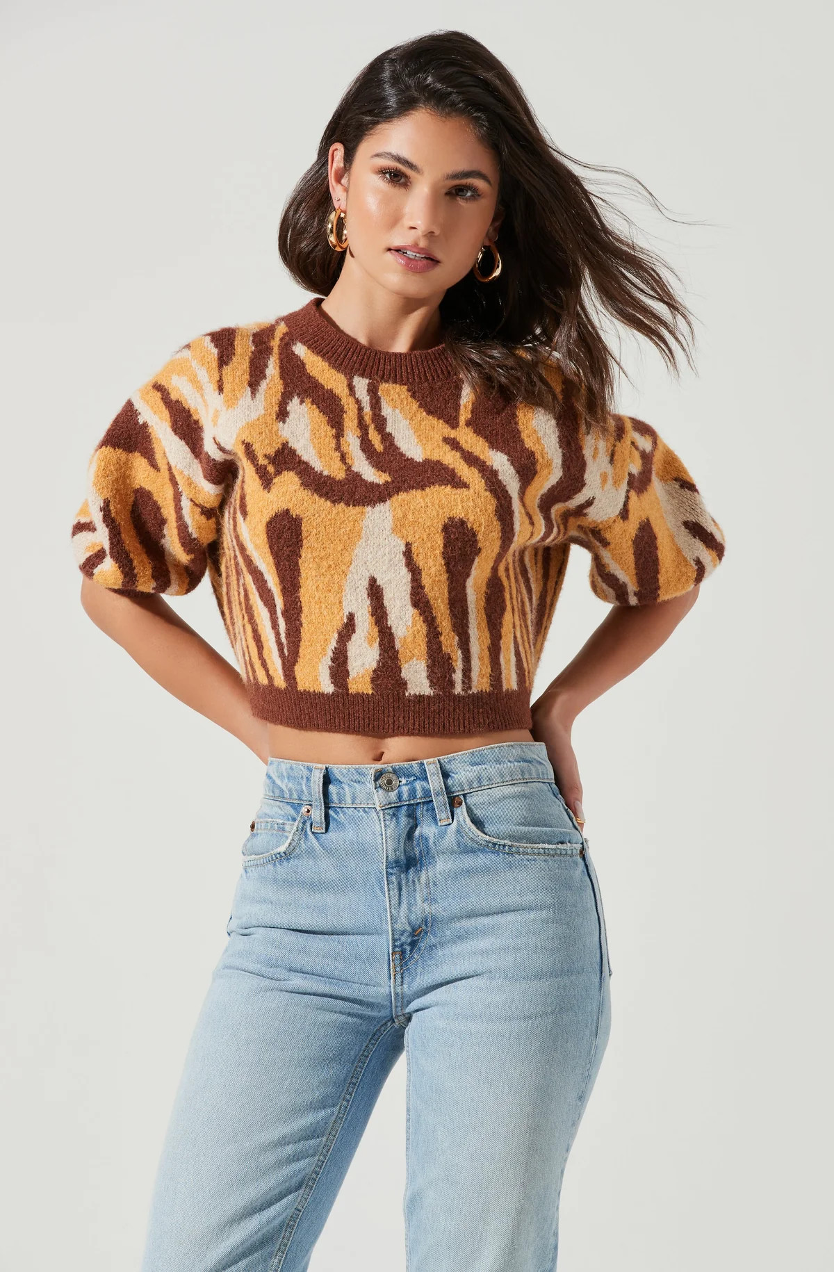 Colette Animal Print Puff Sleeve Sweater | ASTR The Label (US)