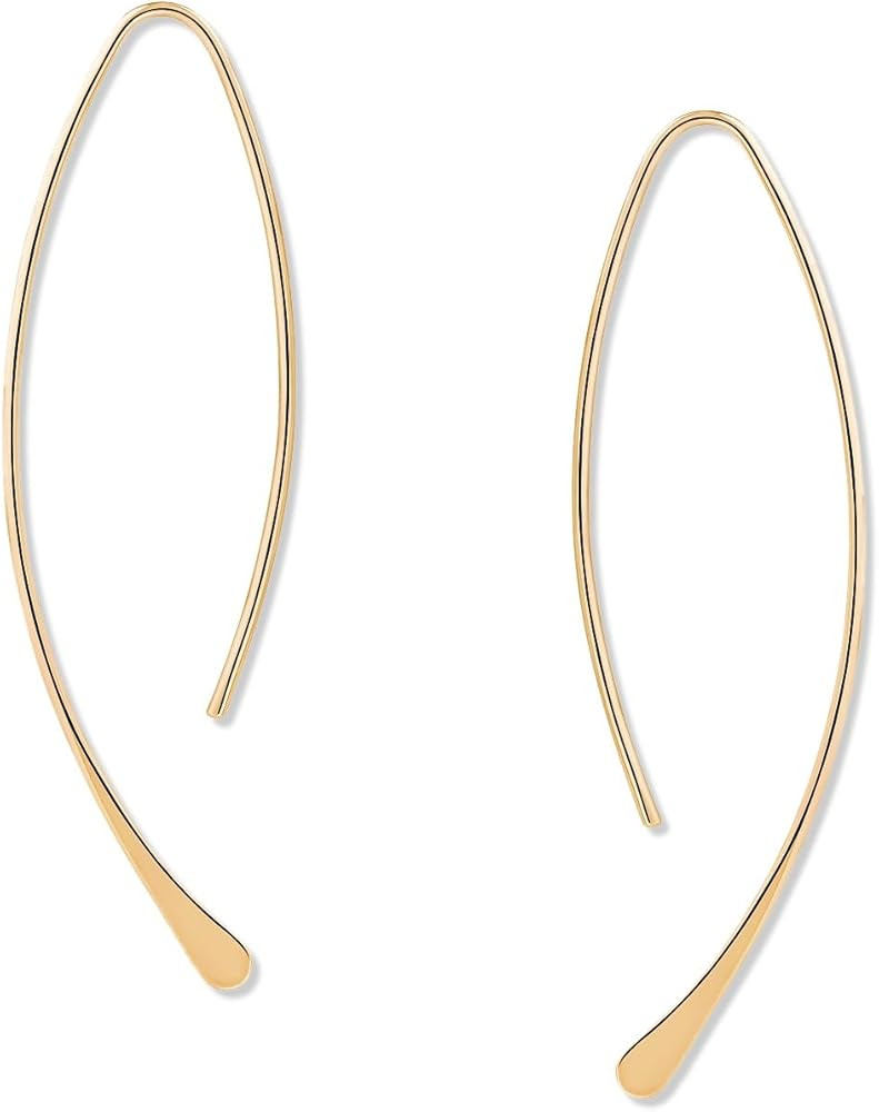Upside Down Hoop Earrings - Hypoallergenic Lightweight Wire Needle Drop Dangle Threader Hoops for... | Amazon (US)