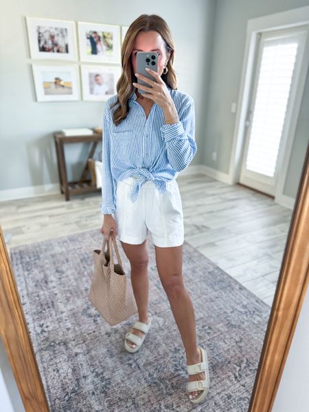 Target linen short sets - mix and match! Wearing XS. Resort wear. Vacation outfits. Spring outfits. Cruise outfits. Swimsuit coverup. Europe outfit. $20 linen shorts. Linen tops. Target slide sandals are TTS. Amazon Braided tote is a look for less! 

#LTKMostLoved #LTKshoecrush #LTKtravel