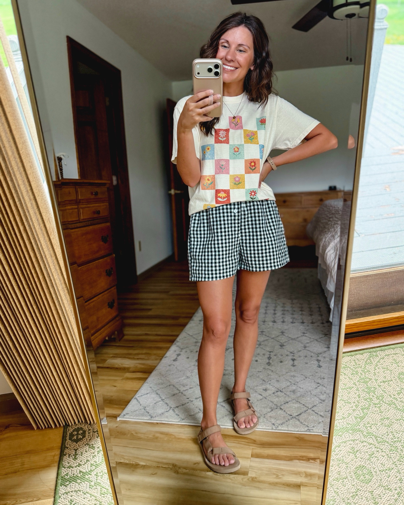 small in my tee (use MARISSA20 for $$ off!) and xs in my boxer shorts. My Tevas are a size 6!

#LTKPetite #LTKmomlife #LTKootd
