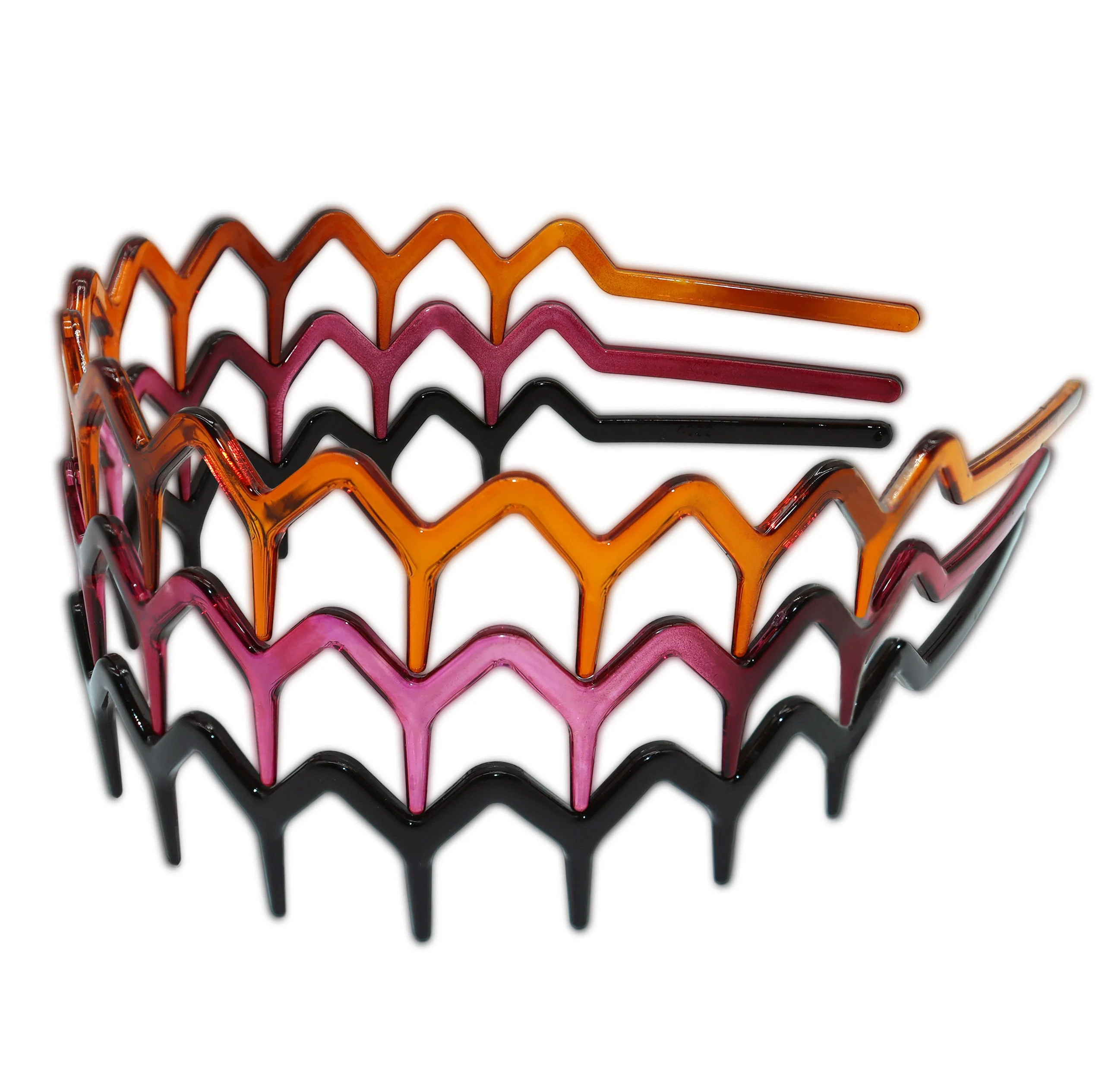 3 Set Zig Zag Headbands for Women Men, Plastic Sharks Tooth Hair Comb Headband (1 Black+1 Amber+1... | Walmart (US)
