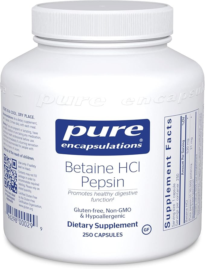 Pure Encapsulations Betaine HCl Pepsin | Digestive Enzyme Supplement for Digestive Aid and Suppor... | Amazon (US)