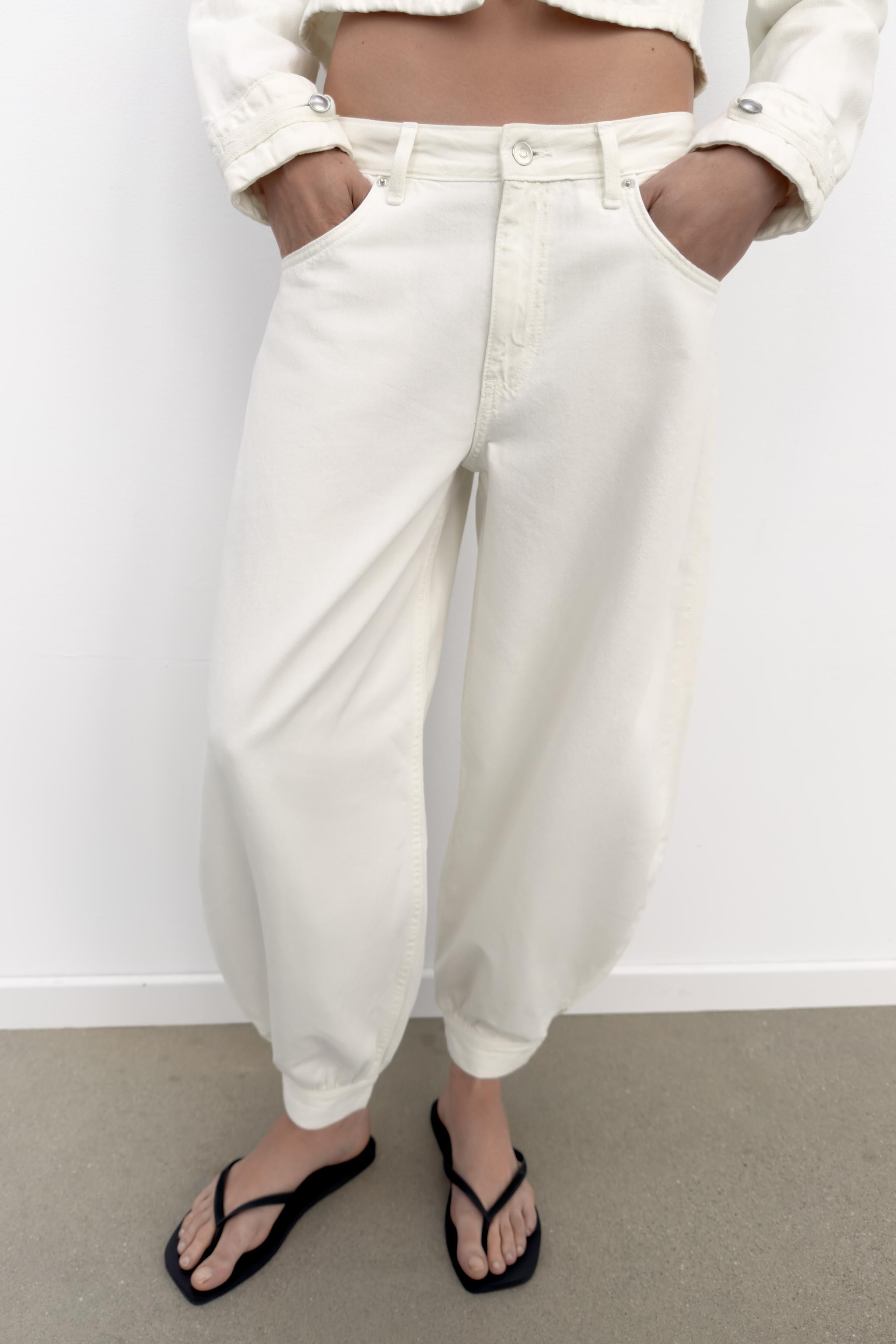 TRF MID-RISE BALLOON JEANS WITH BUTTON TABS | Zara US