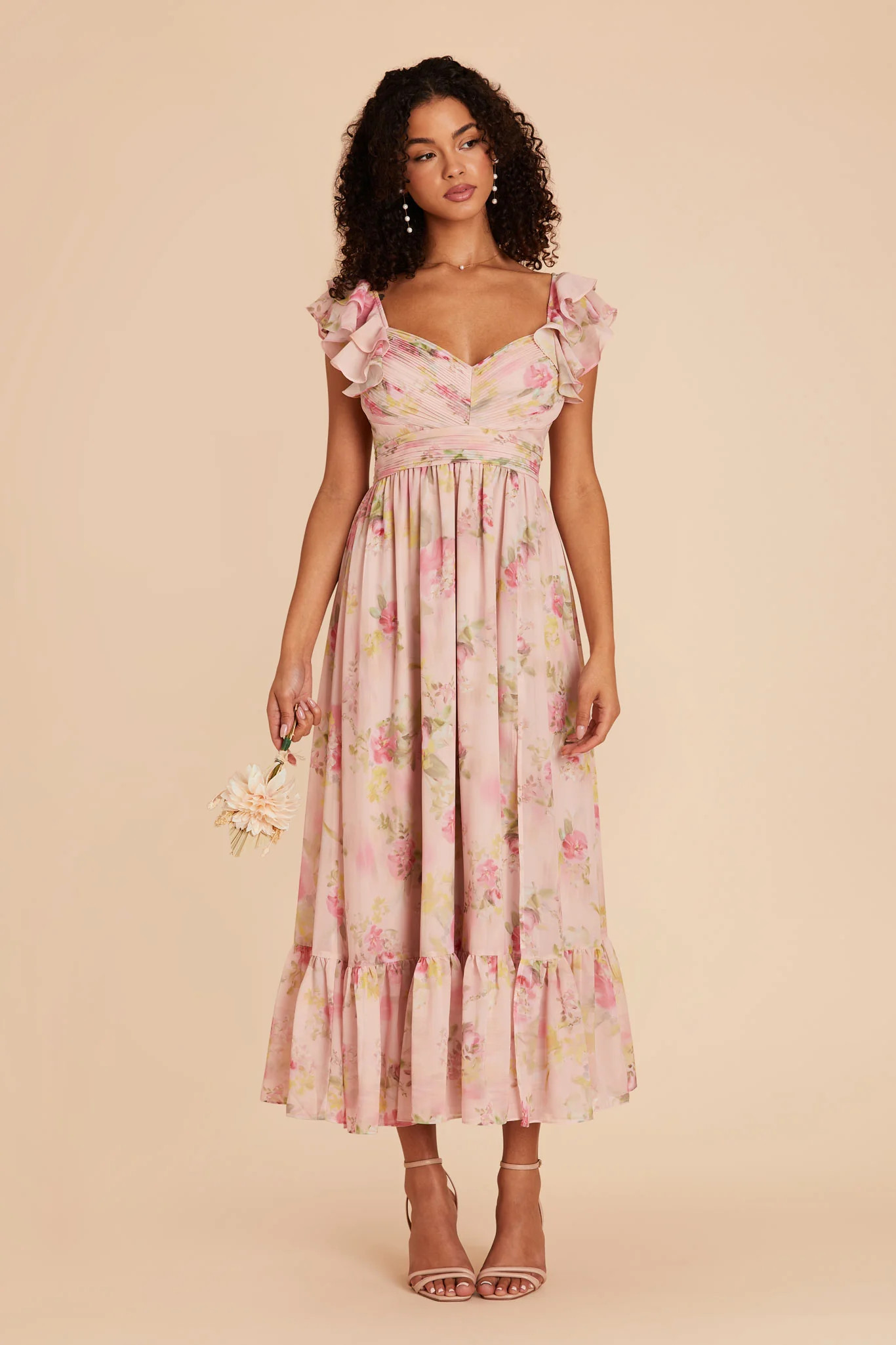 Michelle Chiffon Dress - Vintage Pink Floral | Birdy Grey