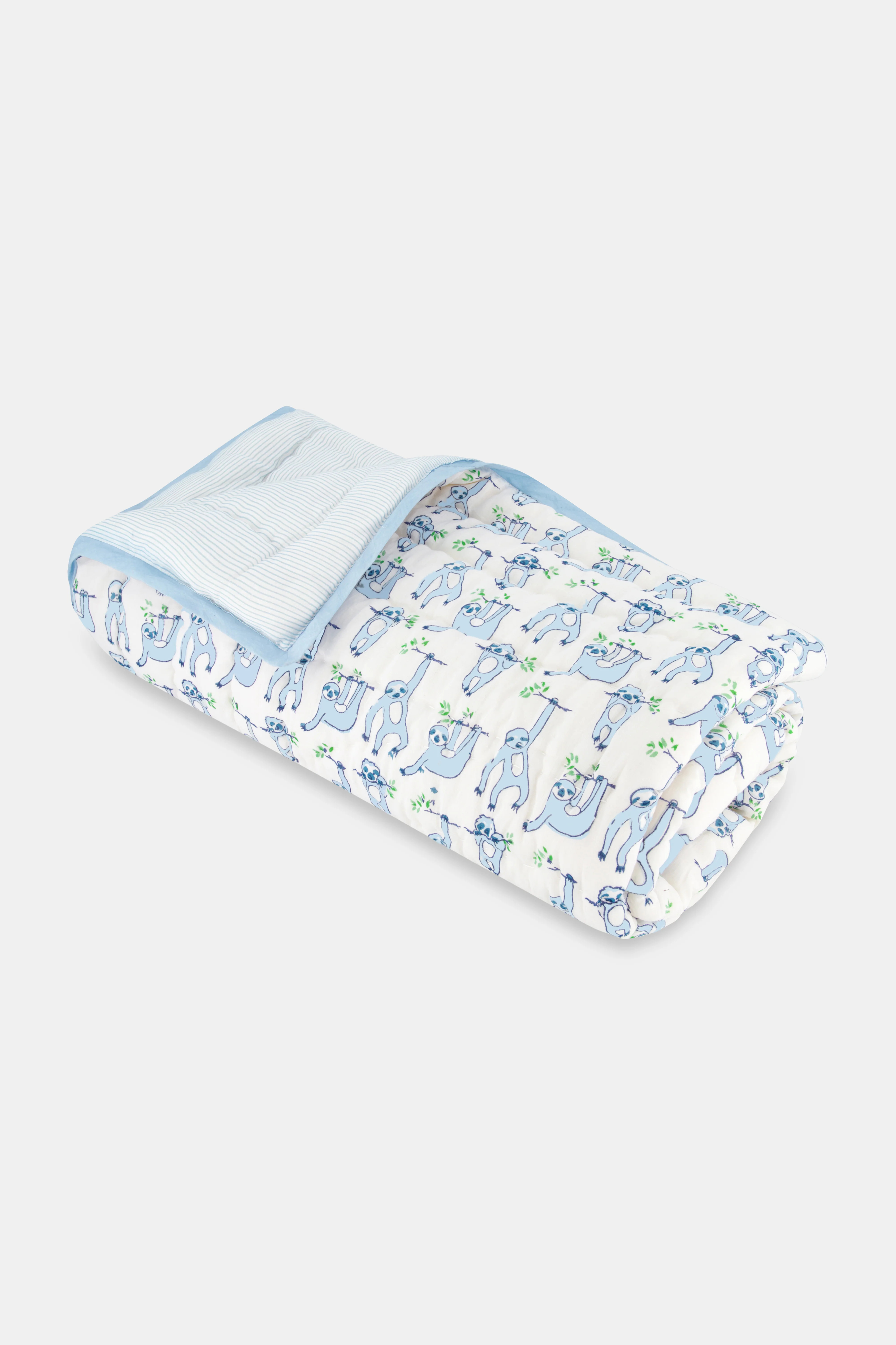 Sleepy Sloth Baby Quilt BLUE | Roller Rabbit
