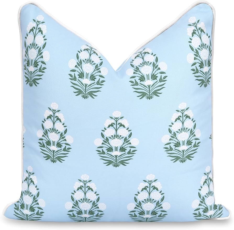 Hofdeco Premium Coastal Patio Indoor Outdoor Throw Pillow Cover Only, 18"x18" Water Repellent for... | Amazon (US)