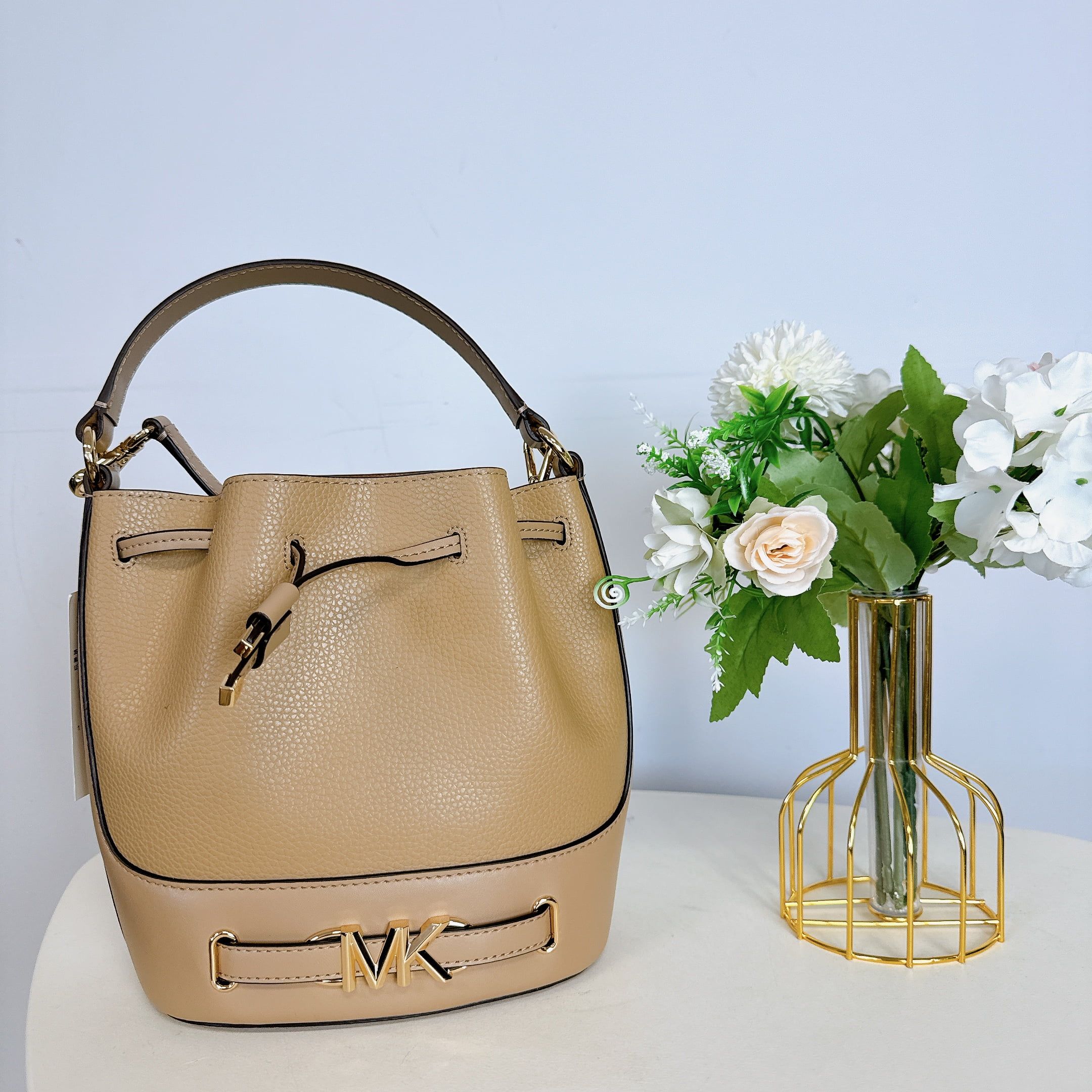 Michael Kors Reed Medium Belt Bucket Messenger Handbag + Snap Wallet Camel NWT | Walmart (US)