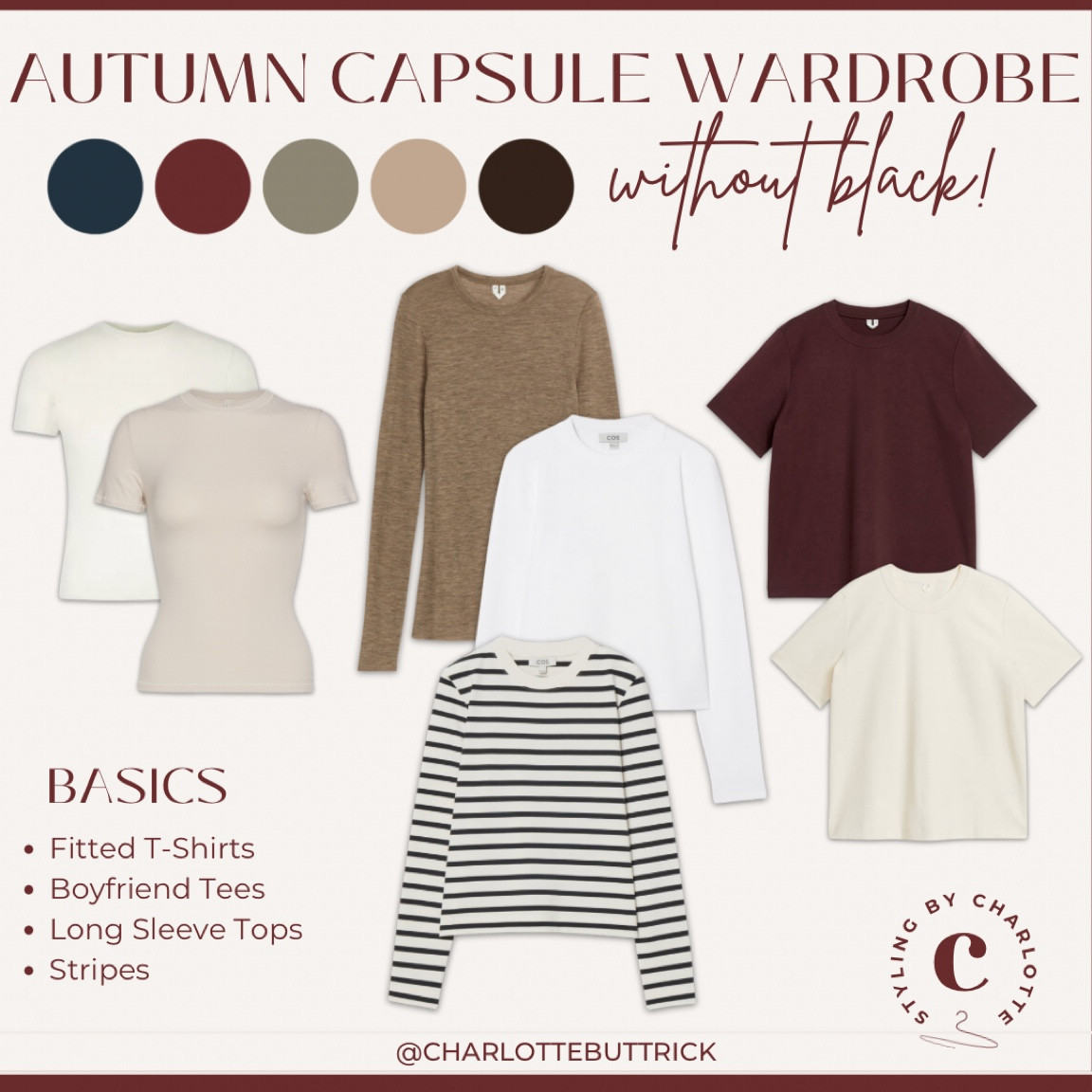 Autumn capsule wardrobe without black everyday basic tops 🍂🤎✨🐿️