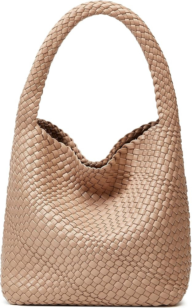 Woven Tote Bag for Women: Vegan Leather Shoulder Purse - Underarm Hobo Bag - Summer Beach Tote fo... | Amazon (US)