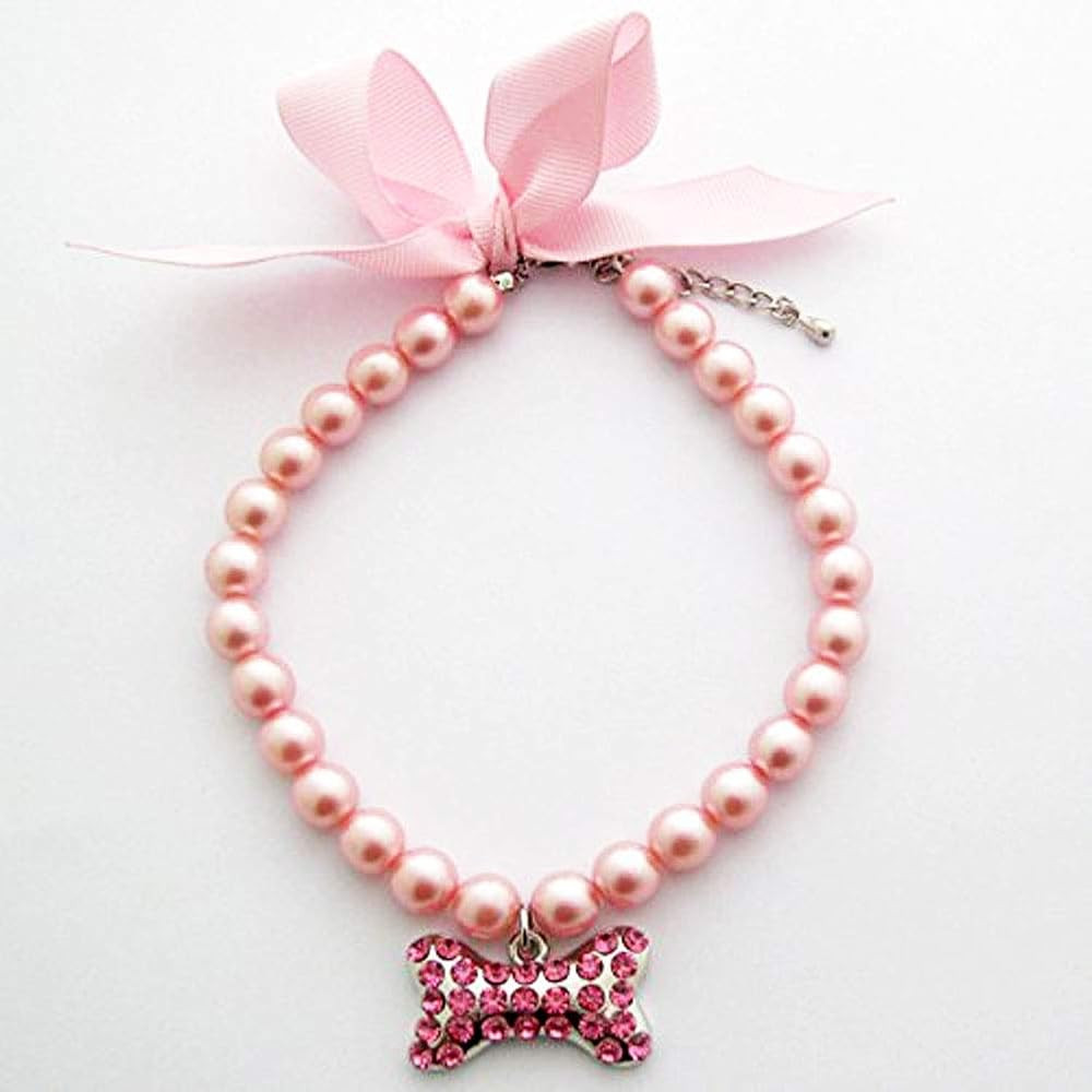 Designer Fancy Pearls Crystal Pet Cat Dog Necklace Jewelry with Bling Rhinestones Big Bone Charm ... | Amazon (US)