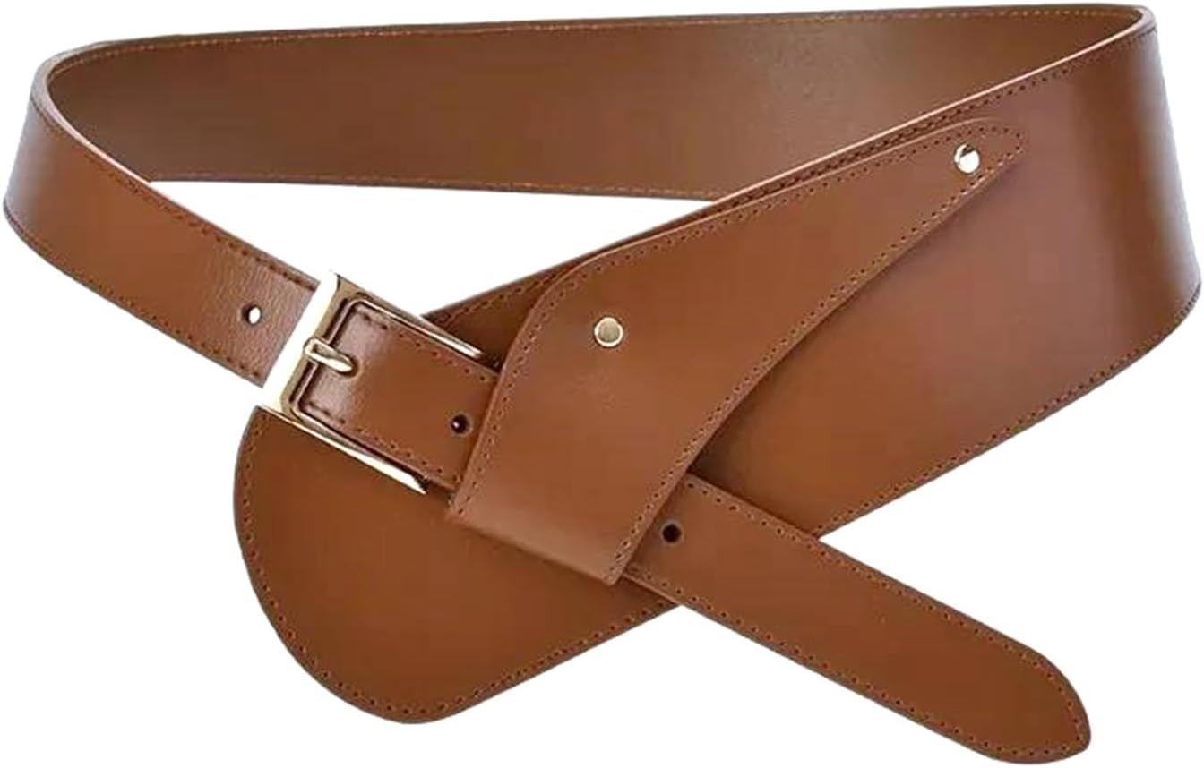Women's Wide Leather Belt, Perfect with Coats and Dresses, Perfect for Casual Everyday Wear,Head: 8cm, tail 2.3cm | Amazon (UK)