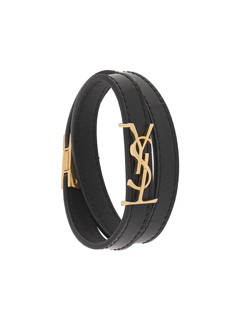 Saint Laurent YSL double wrap bracelet - Black | FarFetch US