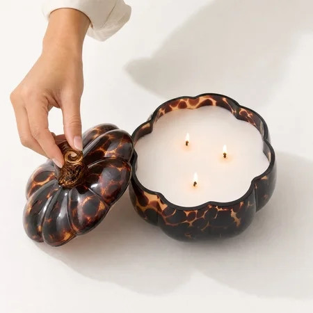Pumpkin Glass Jar Scented Candle, Tortoise Shell Pumpkin Candle for Halloween Fall Home Decor | Walmart (US)