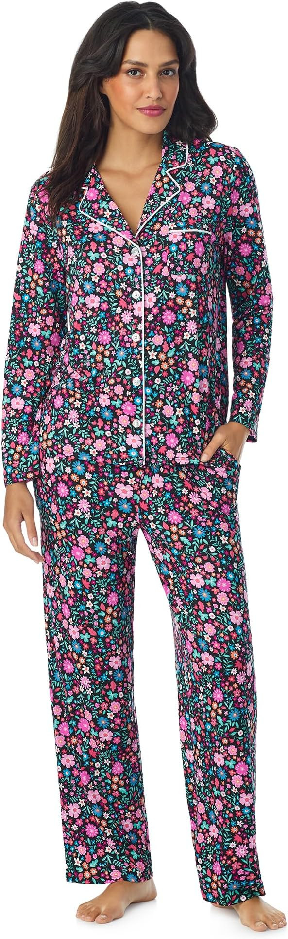 Cuddl Duds Womens Pajama & Lounge Set - Lightweight Long Sleeve Button Down PJ Shirt & Pants - Sl... | Amazon (US)